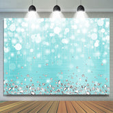 Lofaris Silver Diamonds Bokeh Sea Blue Birthday Party Backdrop